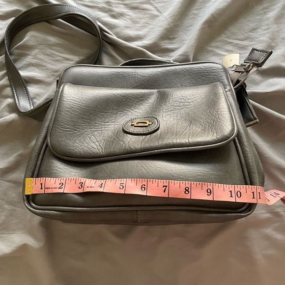 NWT Vintage 1980s gray leather shoulder bag - Picture 10 of 14